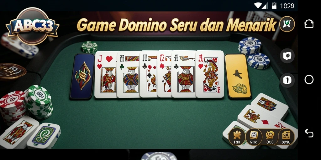 Tampilan gameplay seru dari ABC33 yang menunjukkan pemain bersaing di meja Domino.
