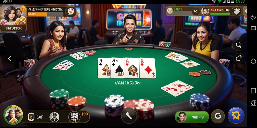 Tampilan gameplay seru dari API77 dengan aksi poker yang mendebarkan.