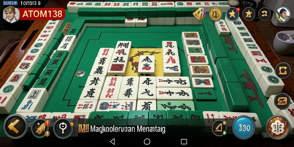 Tampilan menarik dari gameplay Mahjong di ATOM138.