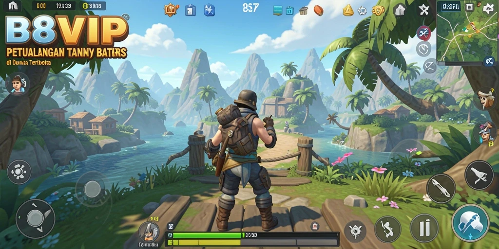 Screenshot gameplay B8VIP yang menampilkan suasana dunia terbuka yang luas.