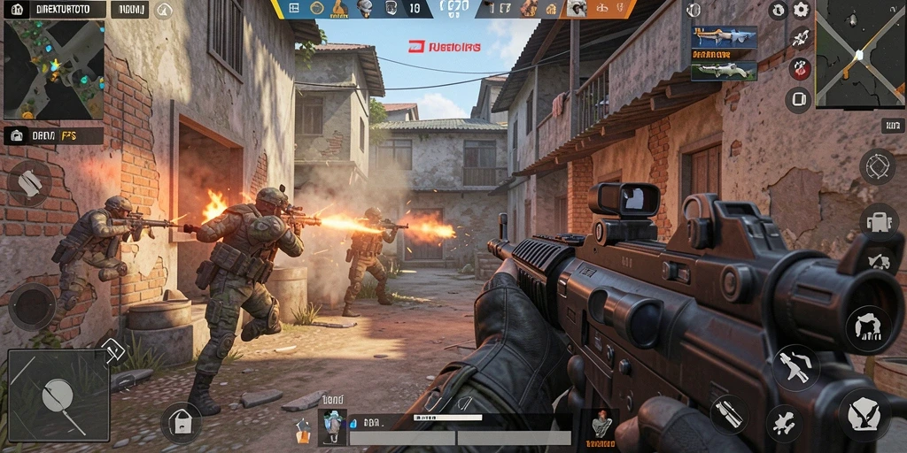 Screenshot dari gameplay DIREKTURTOTO menampilkan intensitas aksi FPS.