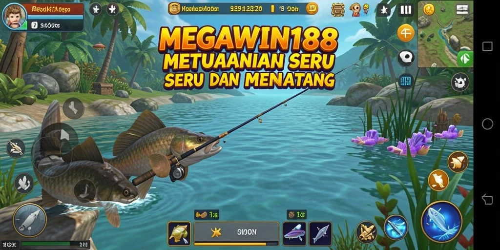 Tampilan gameplay memancing yang seru dari MEGAWIN188 dengan berbagai jenis ikan.