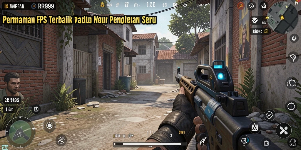 Screenshot gameplay RR999 yang menampilkan aksi tembak-menembak intens.
