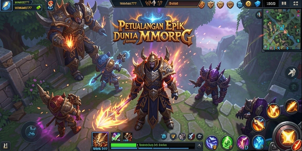 Screenshot WINRATE777 menampilkan aksi seru dalam pertempuran MMORPG.